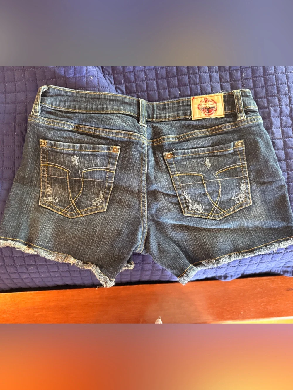 Distressed Dark Wash Denim Cutoff Shorts
